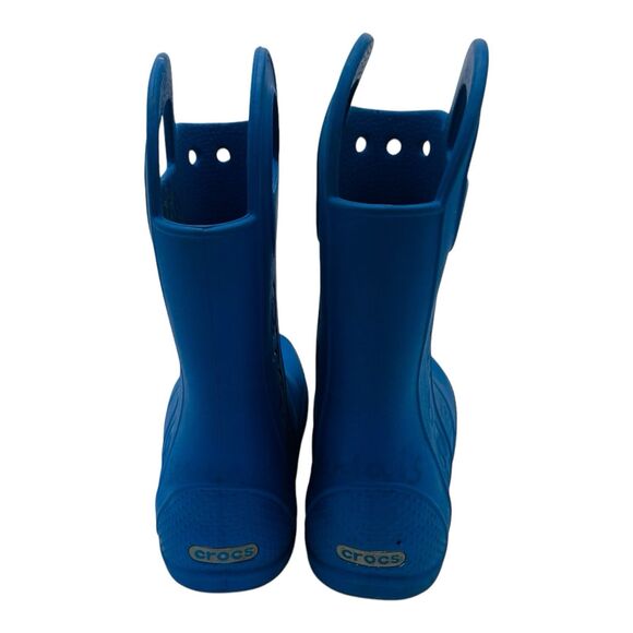 Crocs Big Kids' Handle It Rubber Rain Boots Pull On 12803 Unisex Size J3 Blue - Picture 4 of 9